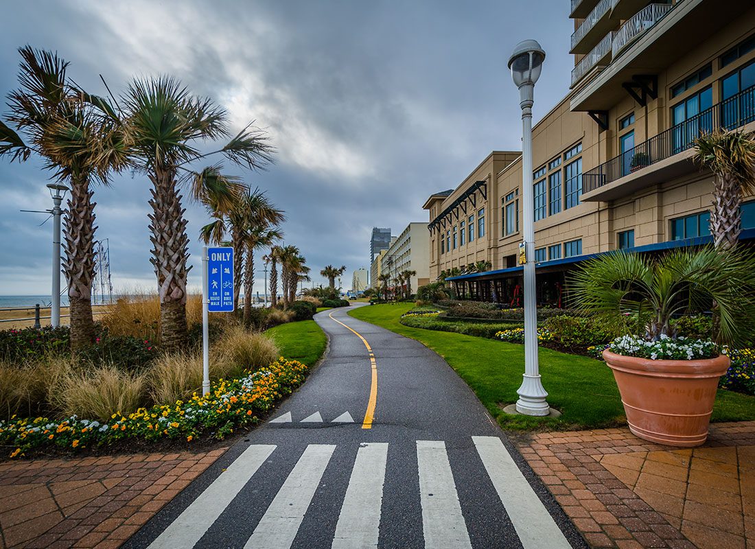 Virginia Beach, VA - Bike Path Along the Boardwalk in Virginia Beach, Virginia